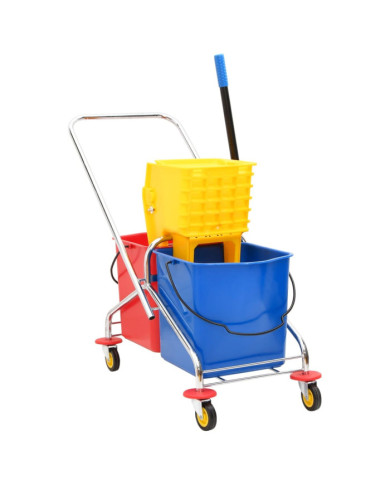Chariot de nettoyage avec seaux et essoreuse PPetacier chromé | Mobilier & Déco