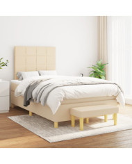 Sommier à lattes de lit avec matelas Crème 120x200 cm Tissu | Mobilier & Déco
