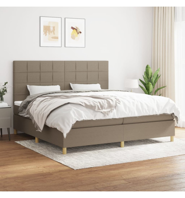 Sommier à lattes de lit avec matelas Taupe 200x200 cm Tissu | Mobilier & Déco