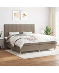 Sommier à lattes de lit avec matelas Taupe 200x200 cm Tissu | Mobilier & Déco