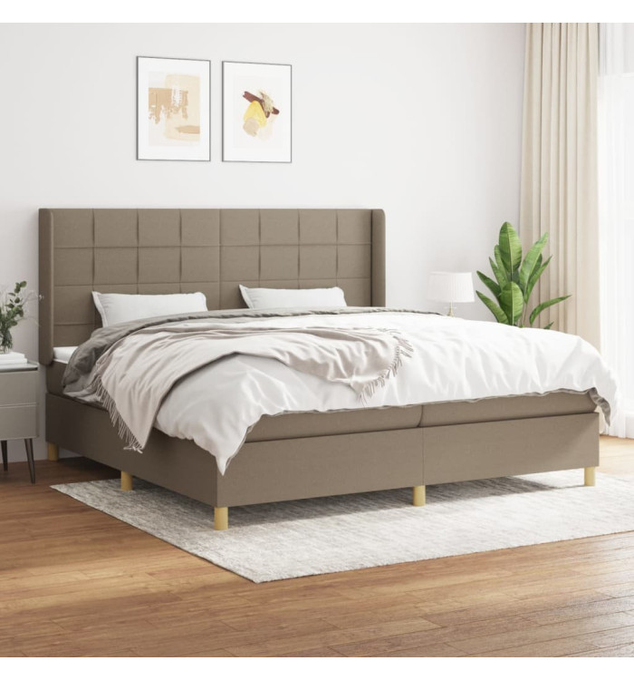 Sommier à lattes de lit avec matelas Taupe 200x200 cm Tissu | Mobilier & Déco
