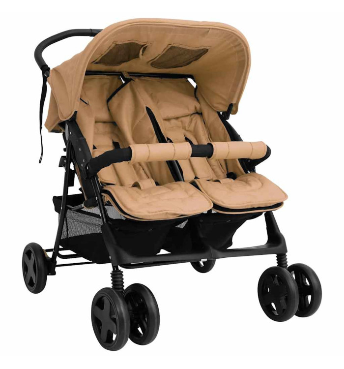 Poussette à deux places Taupe Acier | Mobilier & Déco