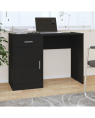 Bureau avec tiroir et armoire Noir 100x40x73 cm Bois ingénierie | Mobilier & Déco