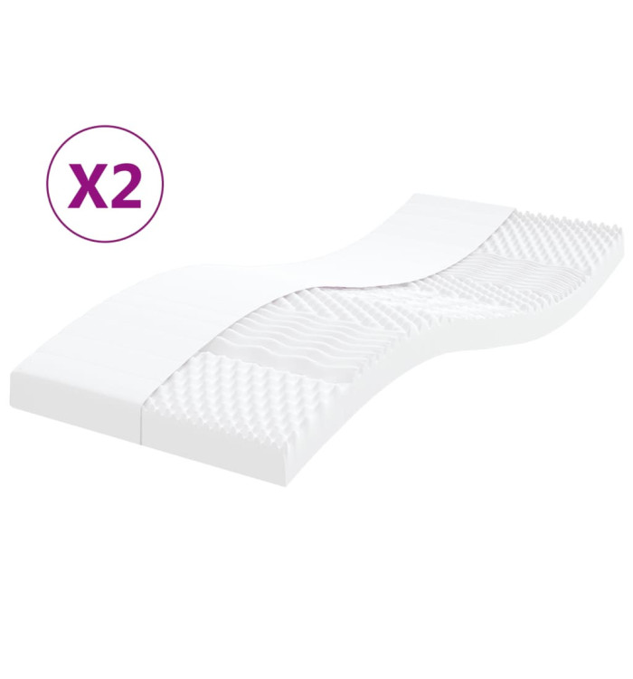 Matelas en mousse 2 pcs blanc 100x200 cm 7 zones dureté 20 ILD | Mobilier & Déco