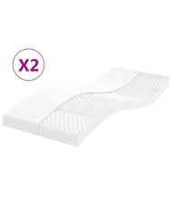 Matelas en mousse 2 pcs blanc 100x200 cm 7 zones dureté 20 ILD | Mobilier & Déco