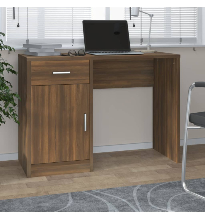 Bureau avec tiroir et armoire Chêne marron 100x40x73 cm | Mobilier & Déco
