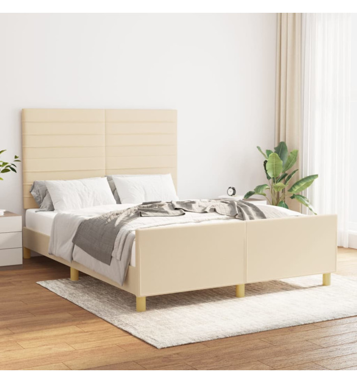 Cadre de lit sans matelas crème 140x200 cm tissu | Mobilier & Déco