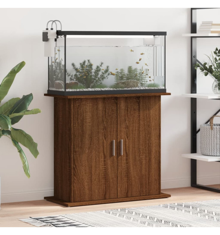 Support pour aquarium chêne marron 81x36x73cm bois d'ingénierie | Mobilier & Déco