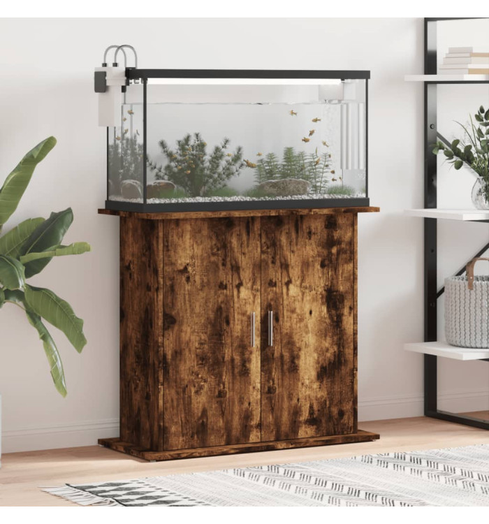 Support pour aquarium chêne fumé 81x36x73 cm bois d'ingénierie | Mobilier & Déco