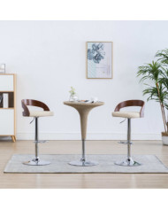 Tabourets de bar lot de 2 crème similicuir et bois courbé | Mobilier & Déco