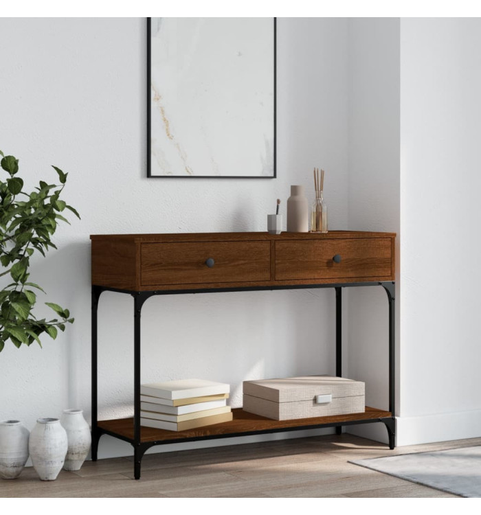Table console chêne marron 100x34,5x75 cm bois d'ingénierie | Mobilier & Déco