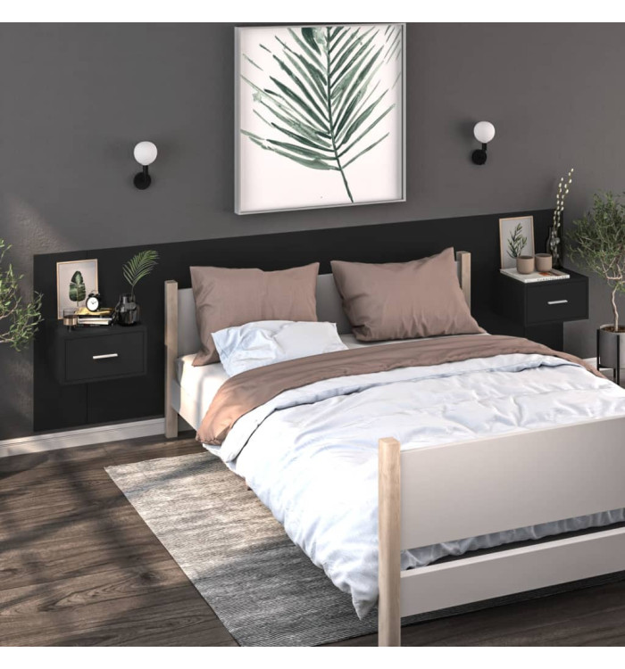 Tables de chevet murales 2 pcs Noir | Mobilier & Déco