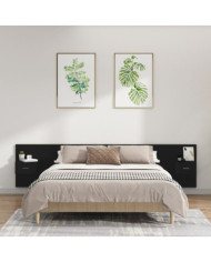 Tête de lit avec armoires Noir Bois d’ingénierie | Mobilier & Déco