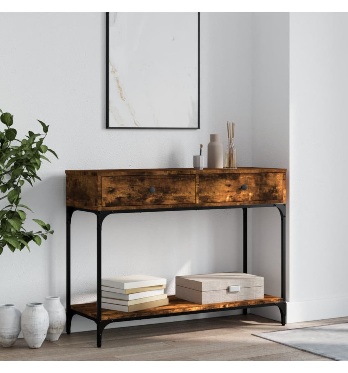 Table console chêne fumé 100x34,5x75 cm bois d'ingénierie | Mobilier & Déco