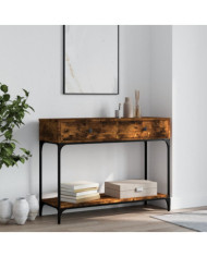 Table console chêne fumé 100x34,5x75 cm bois d'ingénierie | Mobilier & Déco