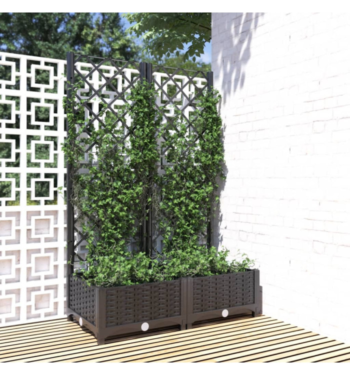 Jardinière avec treillis Noir 80x40x121,5 cm PP | Mobilier & Déco