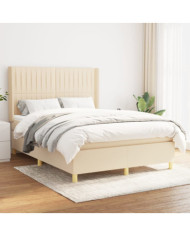 Sommier à lattes de lit avec matelas Crème 140x200 cm Tissu | Mobilier & Déco