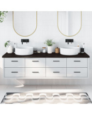 Comptoir de salle de bain marron foncé bois massif traité | Mobilier & Déco