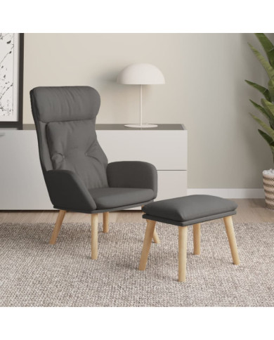 Chaise de relaxation avec repose-pied Gris foncé Tissu | Mobilier & Déco