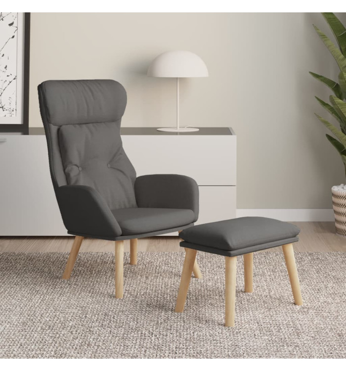 Chaise de relaxation avec repose-pied Gris foncé Tissu | Mobilier & Déco