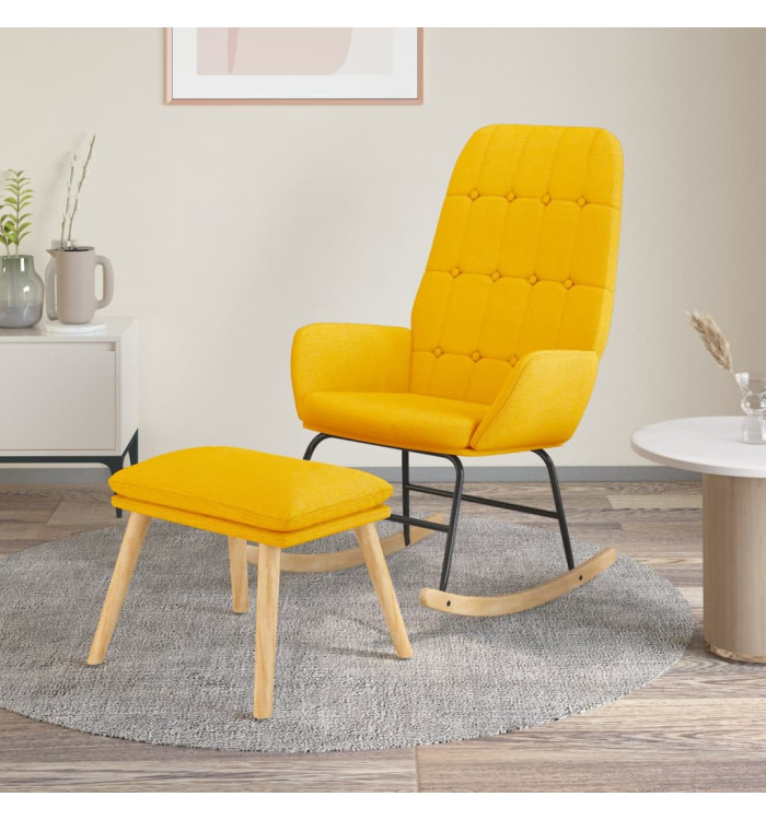 Chaise à bascule avec repose-pied Jaune moutarde Tissu | Mobilier & Déco