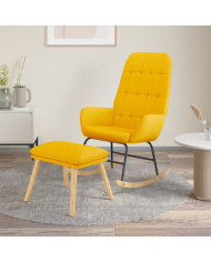 Chaise à bascule avec repose-pied Jaune moutarde Tissu | Mobilier & Déco