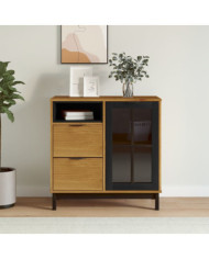 Buffet avec porte vitrée FLAM 80x40x80 cm bois massif de pin | Mobilier & Déco