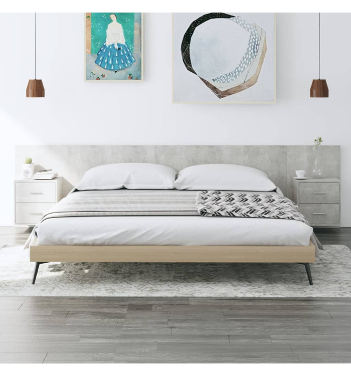 Tête de lit avec armoires Gris béton Bois d'ingénierie | Mobilier & Déco