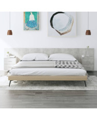 Tête de lit avec armoires Gris béton Bois d'ingénierie | Mobilier & Déco