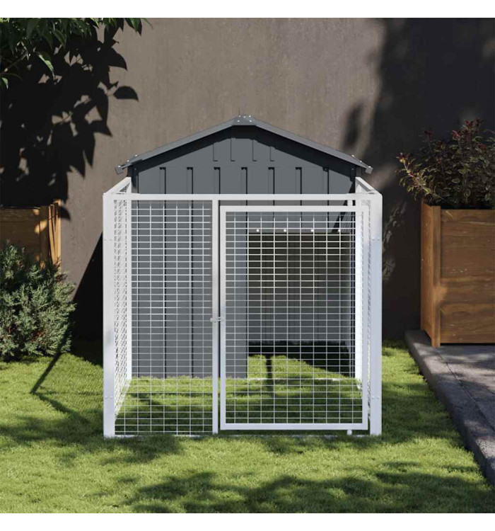 Niche pour chien avec cour anthracite 117x201x123 cm | Mobilier & Déco