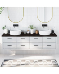 Comptoir de salle de bain marron foncé bois massif traité | Mobilier & Déco