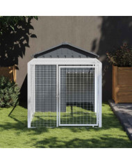 Poulailler avec cour anthracite 117x201x123 cm acier galvanisé | Mobilier & Déco