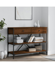 Table console avec tiroirs et étagères chêne marron | Mobilier & Déco
