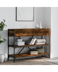 Table console avec tiroirs et étagères chêne fumé | Mobilier & Déco