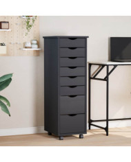 Armoire roulante avec tiroirs MOSS gris bois de pin solide | Mobilier & Déco