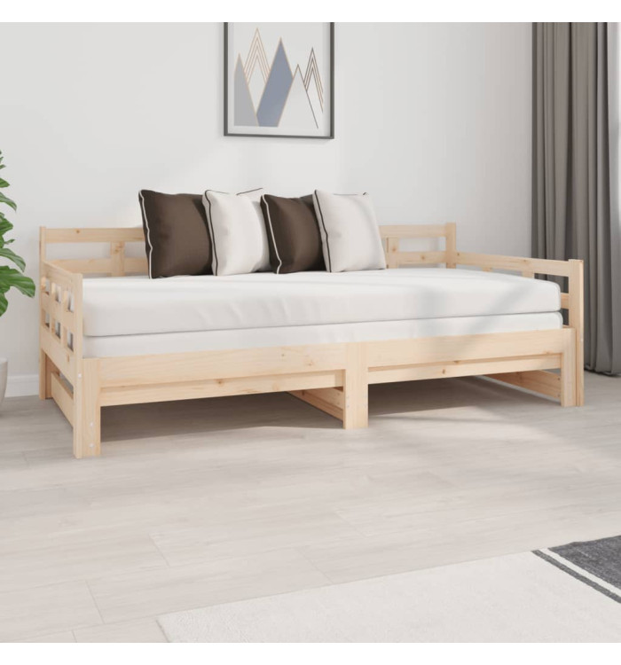 Lit coulissant sans matelas bois de pin massif 2x(90x190) cm | Mobilier & Déco