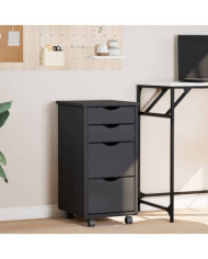 Armoire roulante avec tiroirs MOSS gris bois de pin solide | Mobilier & Déco