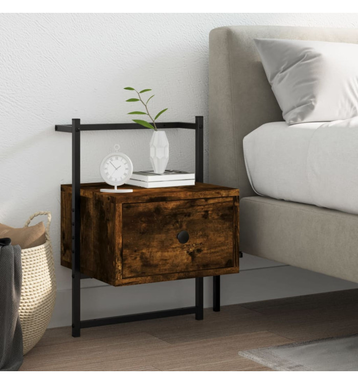 Table de chevet murale chêne fumé 35x30x51 cm cm | Mobilier & Déco