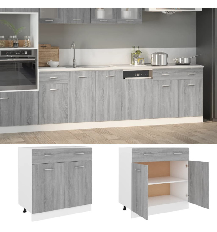 Armoire de plancher à tiroir "Lyon" Sonoma gris 80x46x81,5 cm | Mobilier & Déco