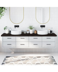 Comptoir de salle de bain marron foncé bois massif traité | Mobilier & Déco