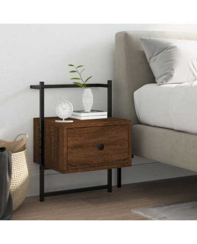 Table de chevet murale chêne brun 35x30x51 cm bois d'ingénierie | Mobilier & Déco