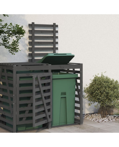 Extension d'abri de poubelle sur roulettes gris bois massif pin | Mobilier & Déco