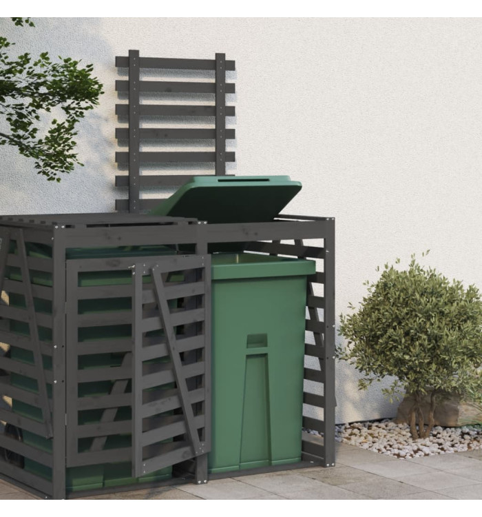 Extension d'abri de poubelle sur roulettes gris bois massif pin | Mobilier & Déco