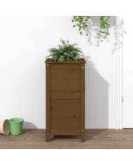 Jardinière marron miel 40x40x78 cm bois massif de pin | Mobilier & Déco