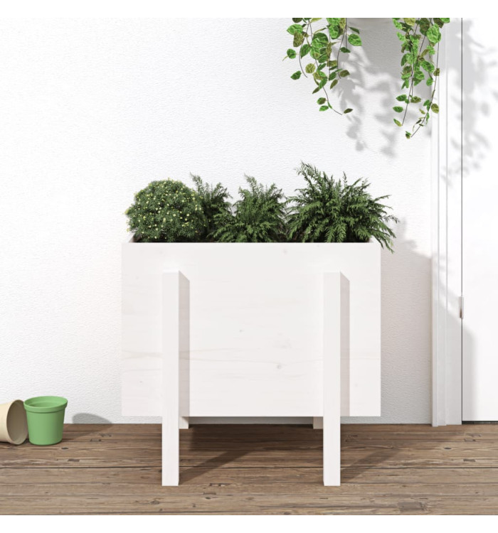 Jardinière blanc 62x50x57 cm bois massif de pin | Mobilier & Déco