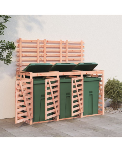 Abri pour poubelle triple sur roulettes bois massif douglas | Mobilier & Déco