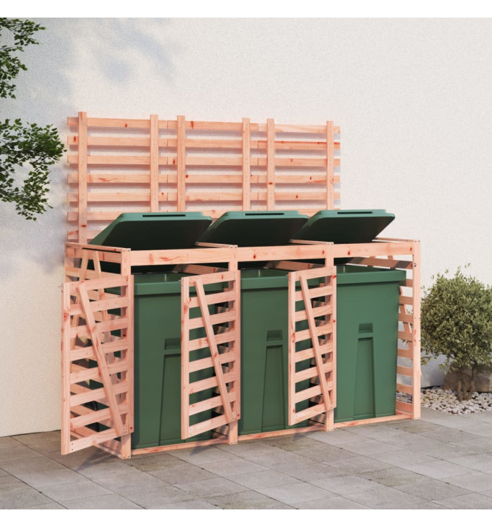Abri pour poubelle triple sur roulettes bois massif douglas | Mobilier & Déco