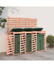 Abri pour poubelle triple sur roulettes bois massif douglas | Mobilier & Déco
