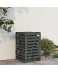 Abri pour poubelle sur roulettes gris bois massif de pin | Mobilier & Déco
