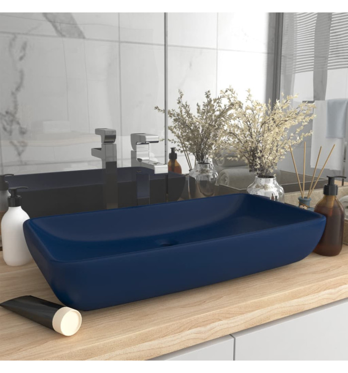 Lavabo de luxe rectangulaire Bleu foncé mat 71x38 cm Céramique | Mobilier & Déco